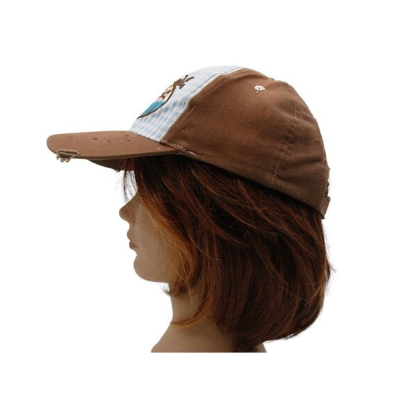 Surfer Logo Blue Checker Brown Hat Beach Island Ocean Surf Sun Distressed OSFM - Picture 12 of 12